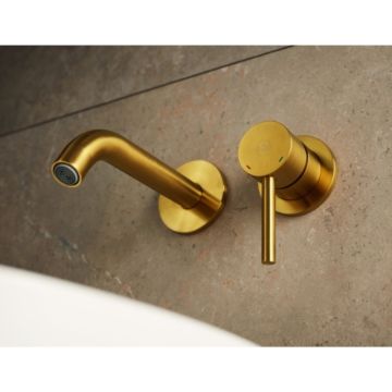 Seinäasennettava Pesuallashana Armatura Moza harjattu kultaa