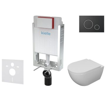 Seinään upotettava WC-asennussarja Kielle Genesis + Gemini II mattamusta/kromi 4in1