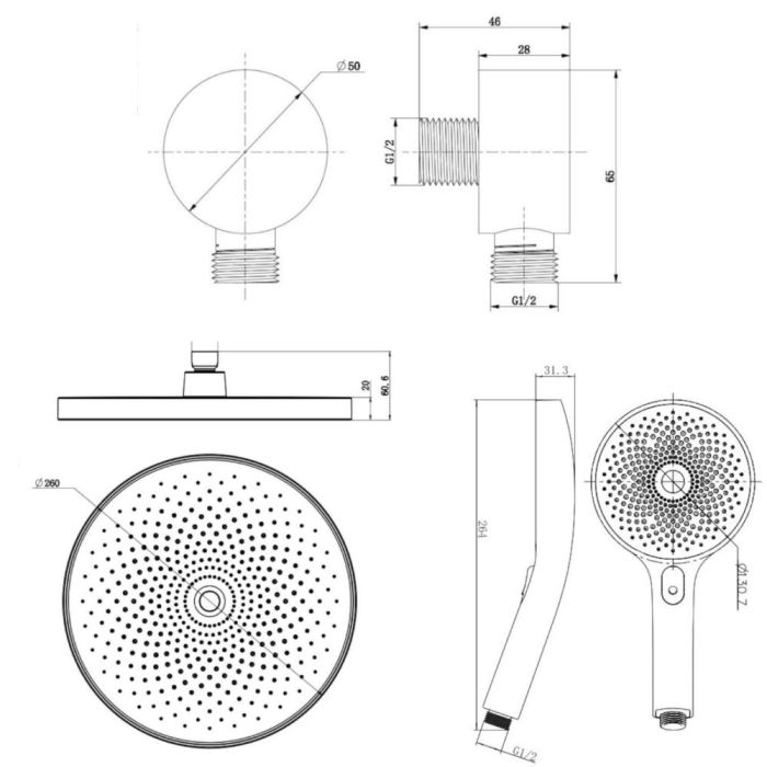Seinäkiinnitteinen suihkusetti Kielle Oudee 20602SPT10 kromi