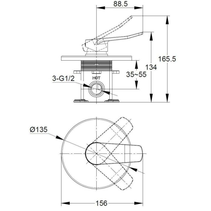 Seinään asennettava suihkuhana Kielle Nefia, mattamusta
