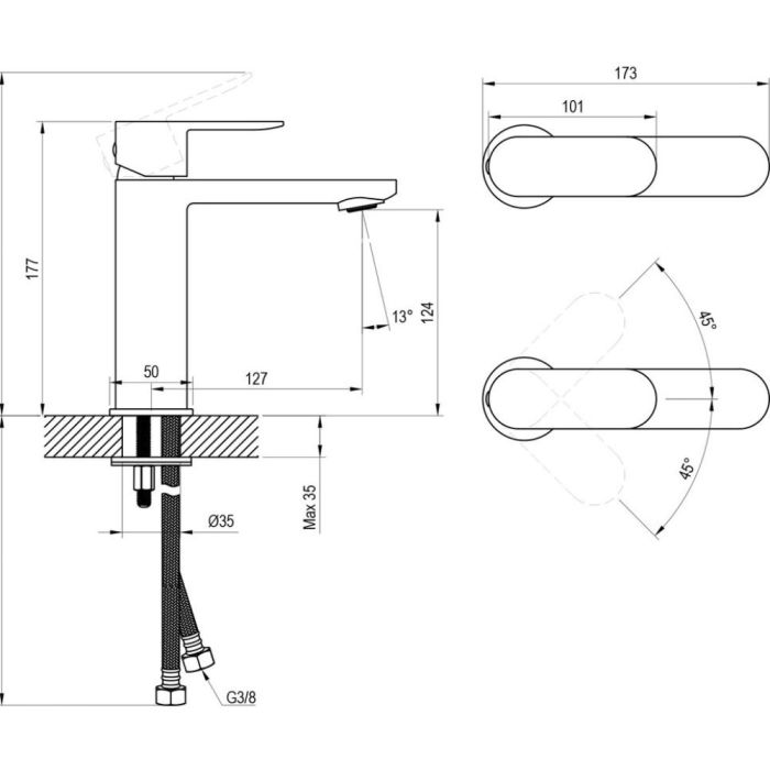 Pesuallashana Ravak Chrome II 0.14 valumaton kromi kromi kromi