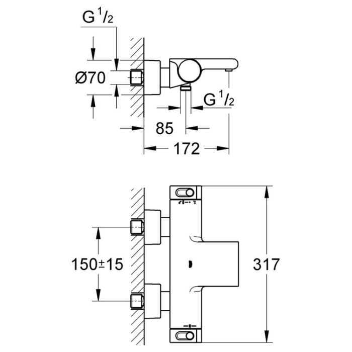 Termostaatti kylpyammeen Pesuallashana Grohe Grohtherm 2000 kromi