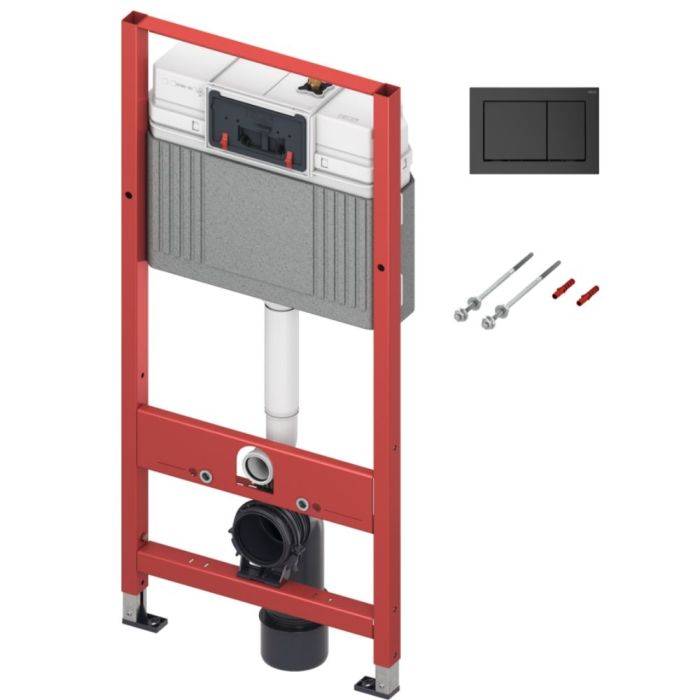 WC-asennusteline TECE TECEbase 1120 + TECEbase huuhtelupainike mattamusta