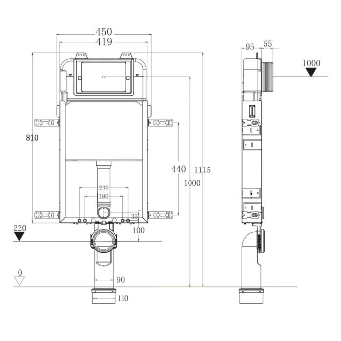 Seinän sisäinen WC-asennusteline Kielle Genesis New 70028150