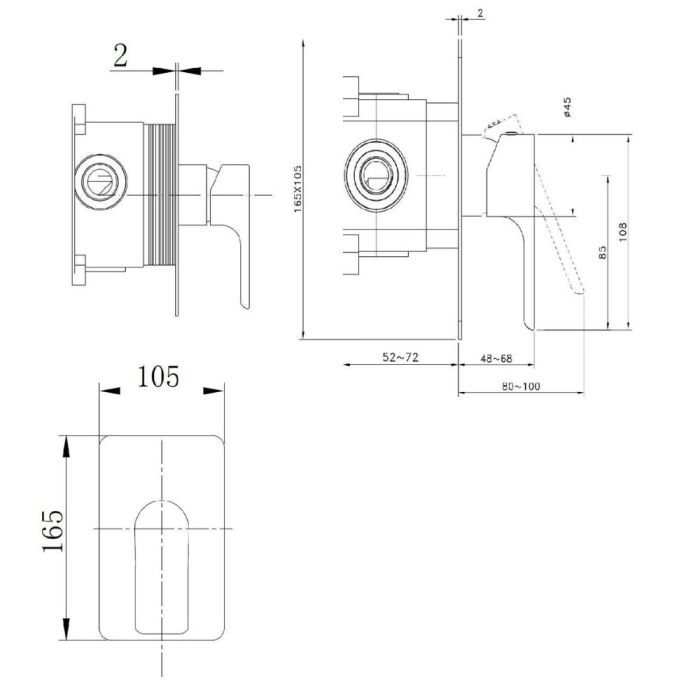 Seinään asennettava suihkuhana Kielle Vega mattamusta