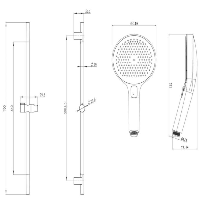 Käsisuihkusetti Kielle Oudee 20402SE50 kromi/valkoinen