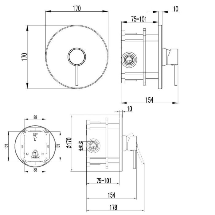 Seinään asennettava suihkuhana Kielle Oudee kromi