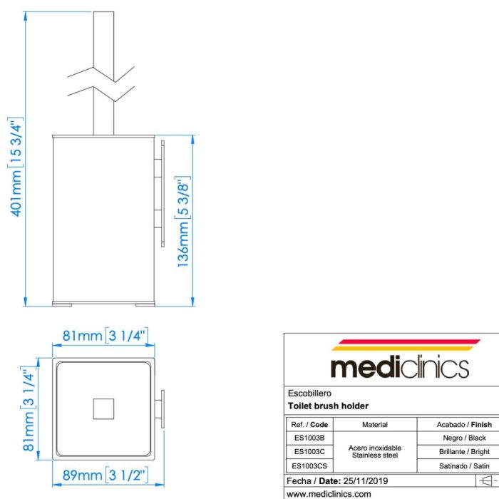 WC-harja Mediclinics ES1003B musta