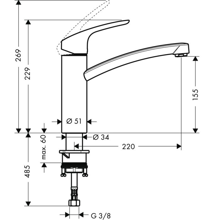 Keittiösekoitin Hansgrohe Focus M41 160 kromi