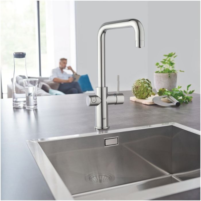 Keittiöhana Grohe Blue Home U + vesisuodatin + jäähdytin + kaasupullo