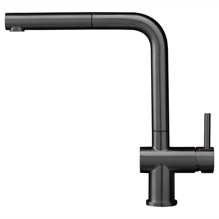 Keittiöhana Reginox Cedar Gun Metal II ulosvedettävällä käsisuihkulla