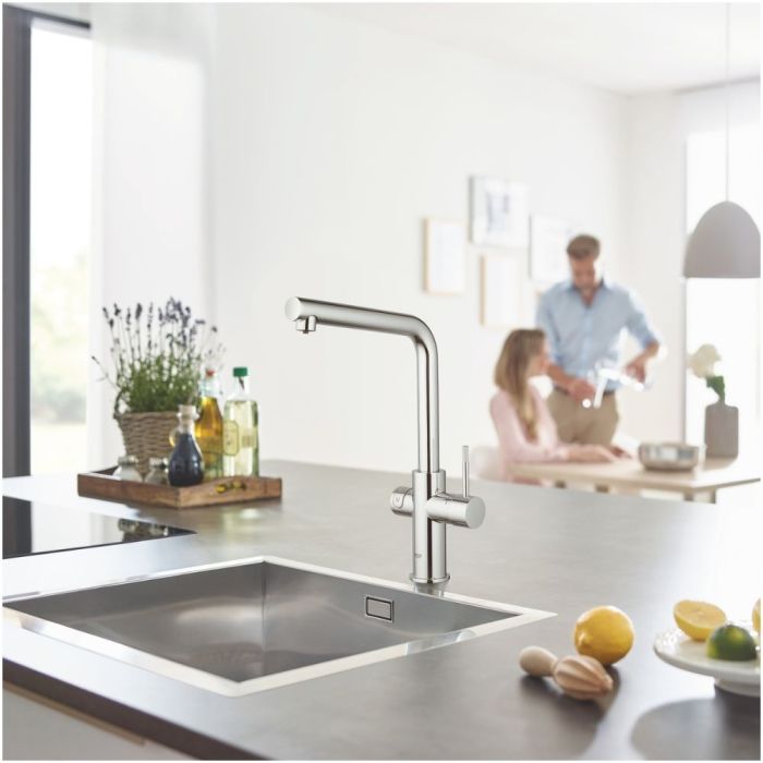 Keittiöhana Grohe Blue Home L + vesisuodatin + jäähdytin + kaasupullo