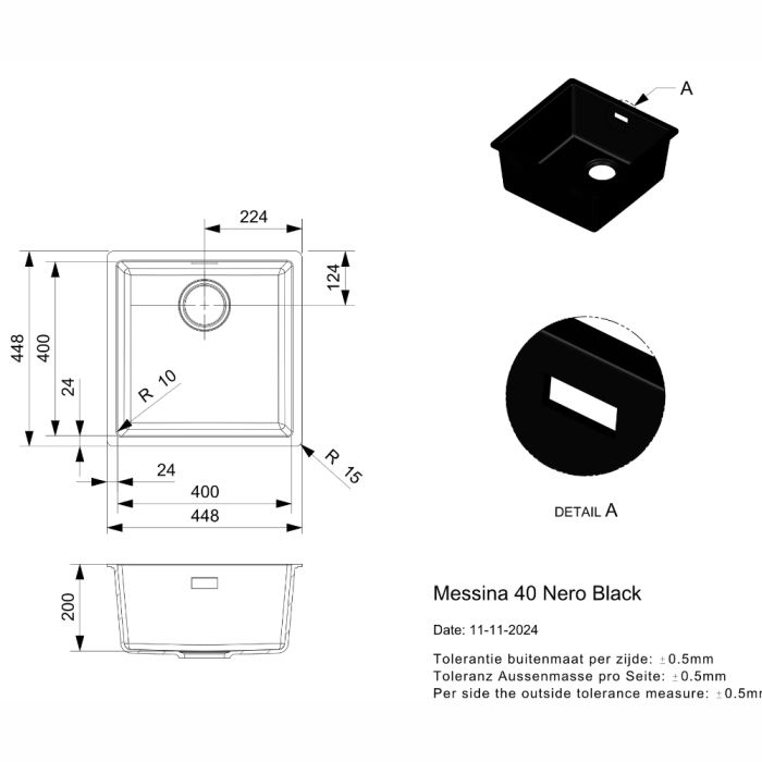 Keittiöallas Reginox Messina 40 Nero Black