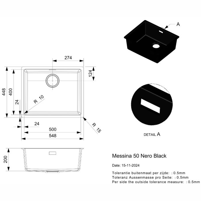 Keittiöallas Reginox Messina 50 Nero Black
