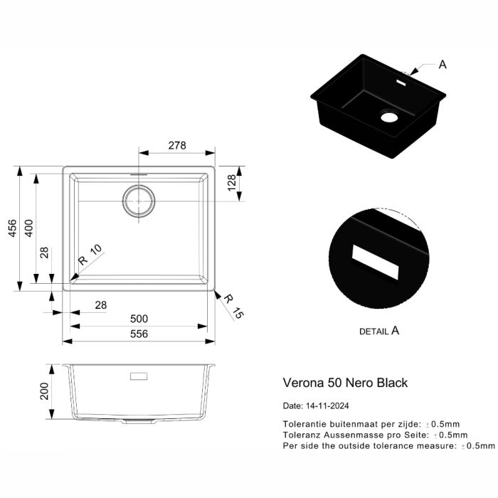 Keittiöallas Reginox Verona 50 Nero Black