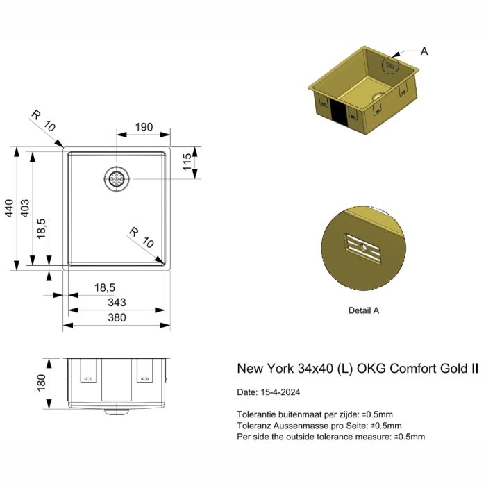 Keittiöallas Reginox New York 34 Comfort Gold II