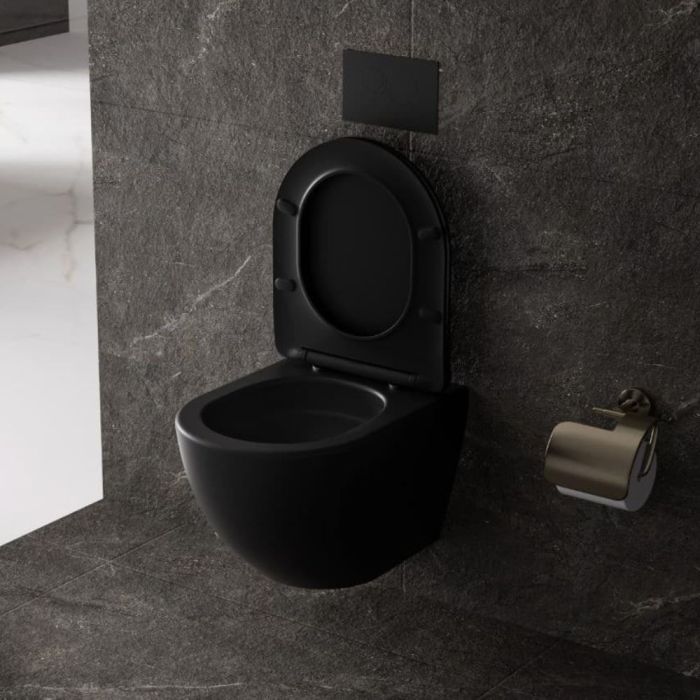 Seinä-WC-istuin SAT Fusion Compact mattamusta