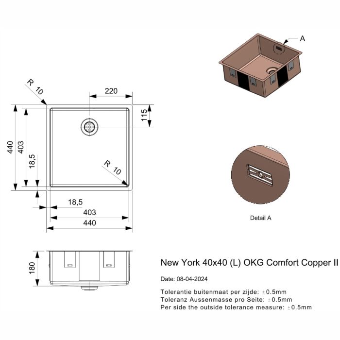 Keittiöallas Reginox New York 40 Comfort Copper II