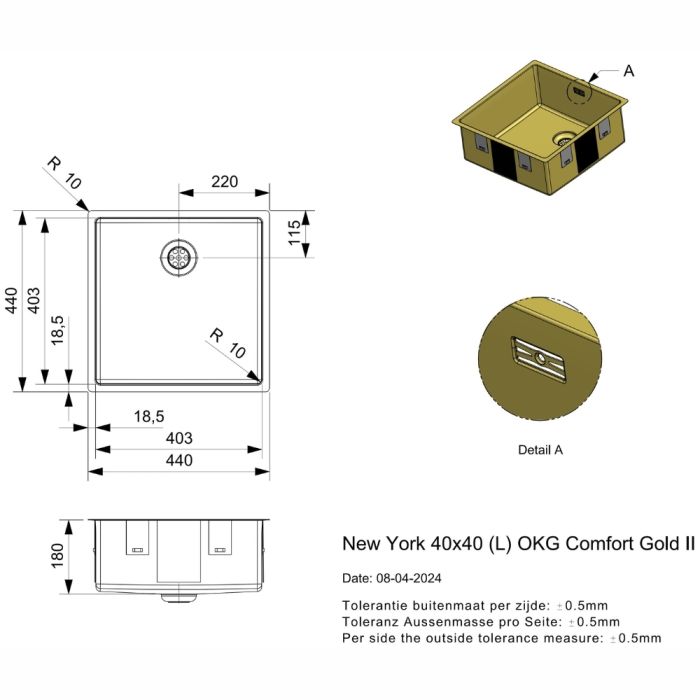 Keittiöallas Reginox New York 40 Comfort Gold II