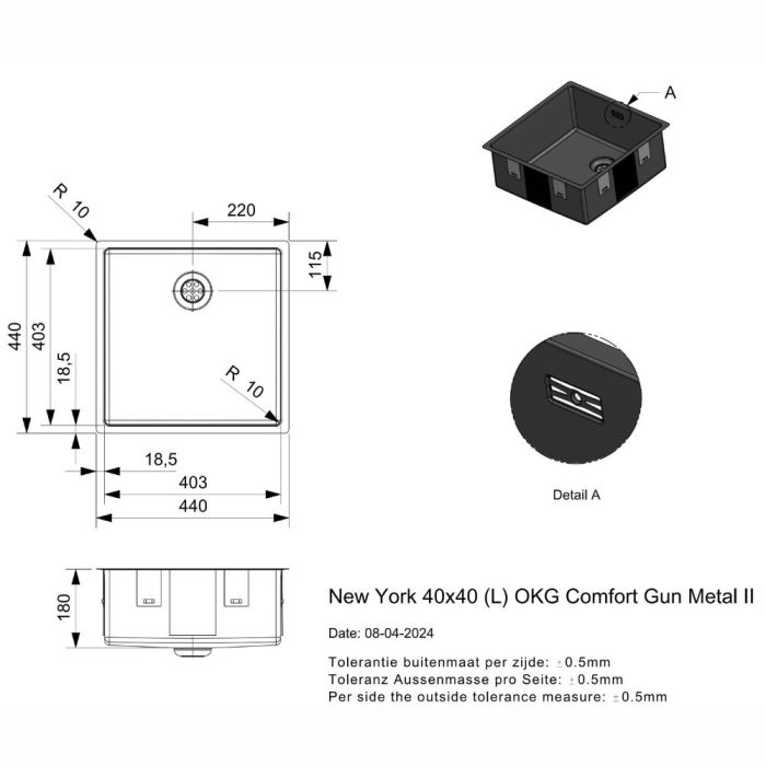 Keittiöallas Reginox New York 40 Comfort Gun Metal II