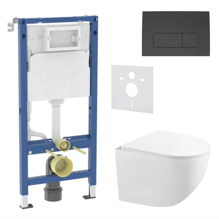 WC-paketti Geberit Duofix + Kielle Gaia Compact + Delta50 mattamusta