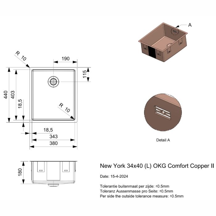 Keittiöallas Reginox New York 34 Comfort Copper II
