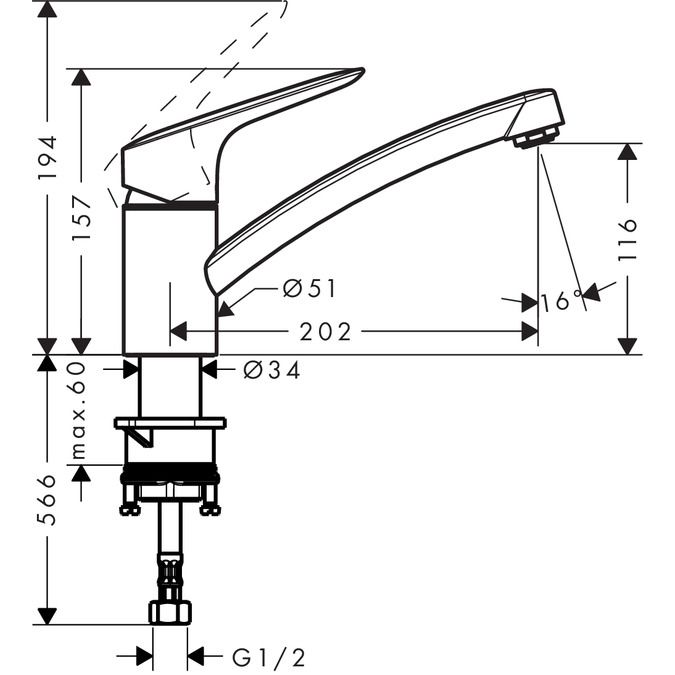 Keittiösekoitin Hansgrohe Logis 120