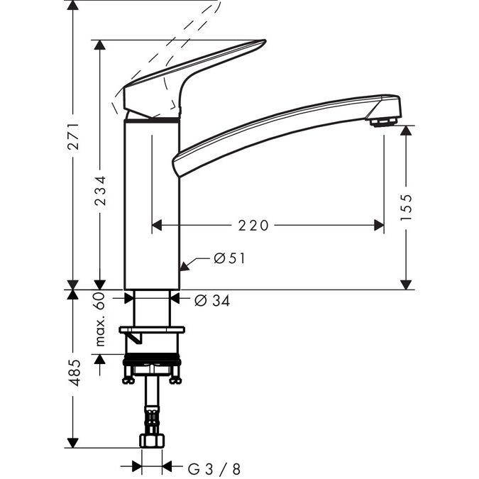 Keittiösekoitin Hansgrohe Logis 160