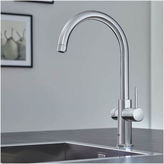 Keittiöhana Grohe Red Duo + suodatin + lämminvesivaraaja