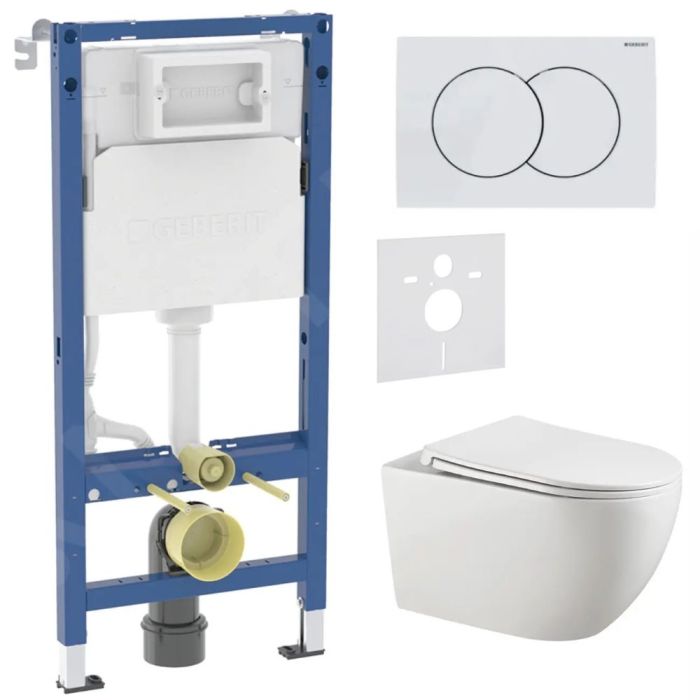 WC-setti Geberit Duofix + Kielle Gaia + Delta01 valkoinen