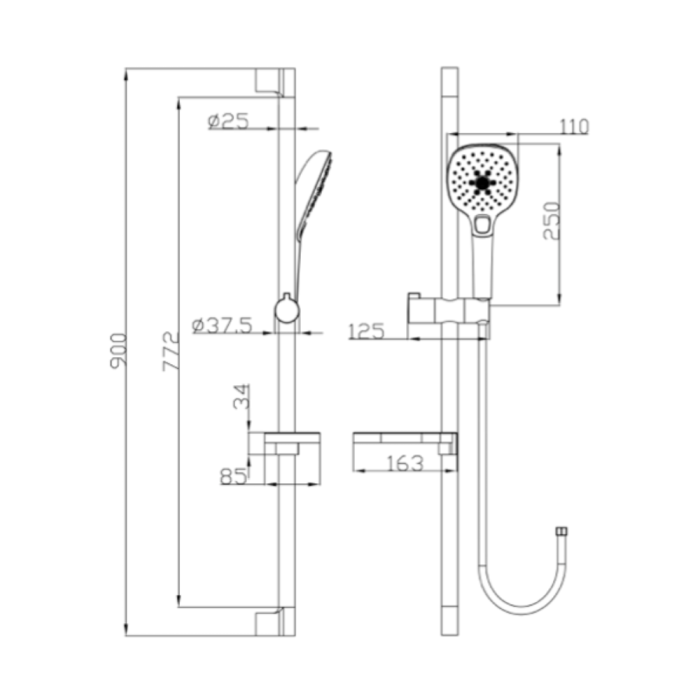 Käsisuihkusetti Blue Star Novara Inox