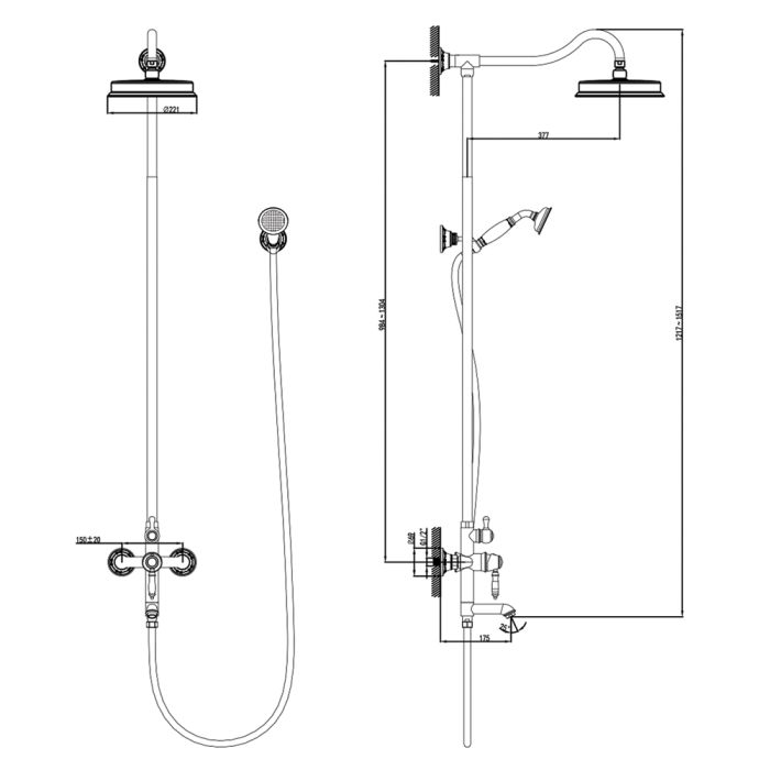 Suihkusetti Blue Star Capri vaaleanpunainen kulta