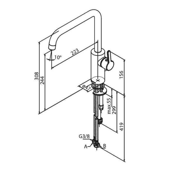 Keittiöhana Damixa Silhouet -keittiösekoitin, mattamusta