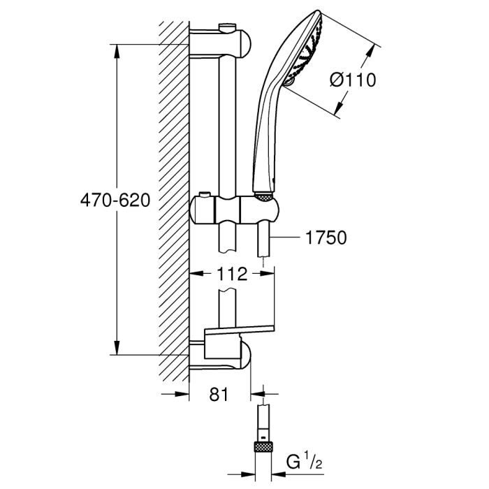 Käsisuihkusarja Grohe Euphoria 110 Hieronta 600