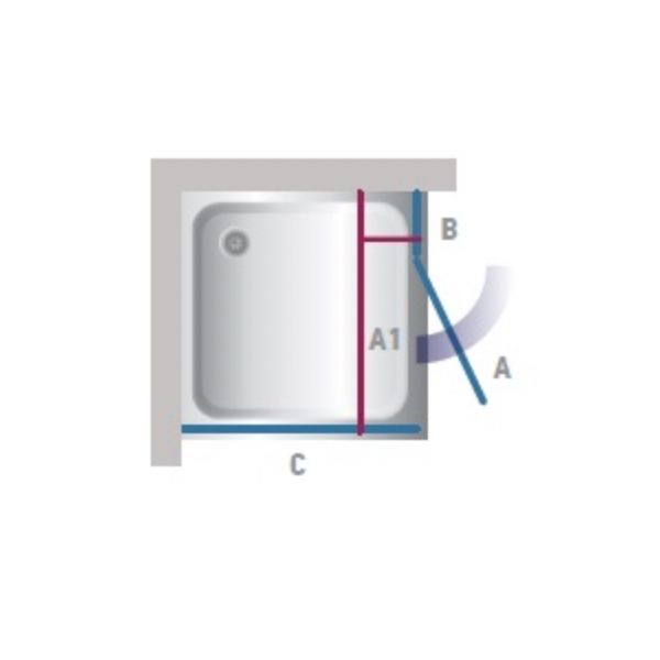 Suihkuovi Stikla Veronica Musta