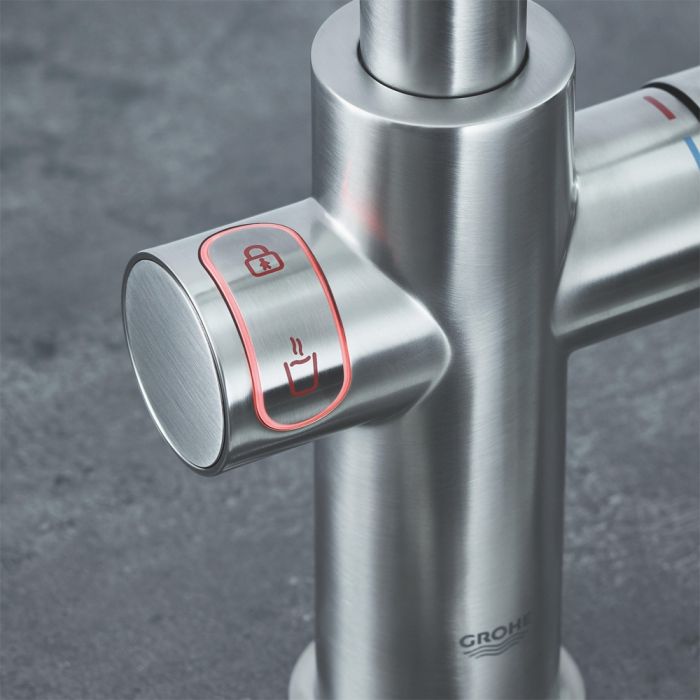 Keittiöhana Grohe Red Duo ruostumatonta terästä + keitin + suodatin