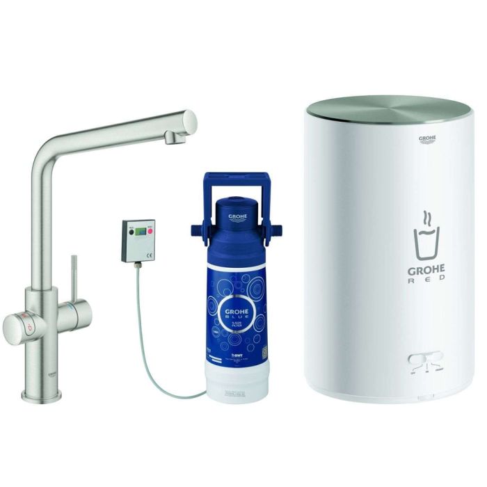 Keittiöhana Grohe Red Duo ruostumatonta terästä + keitin + suodatin