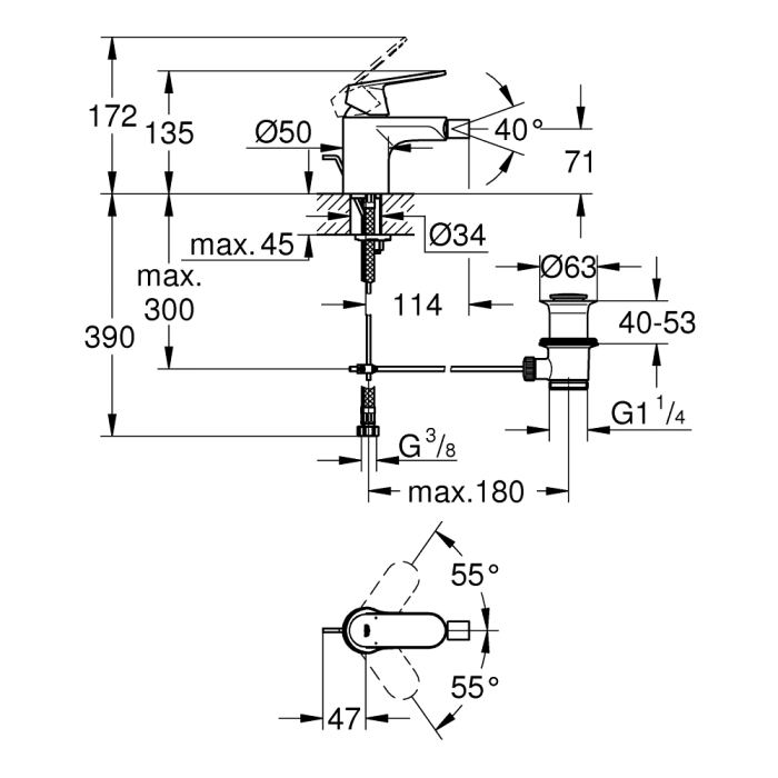 Bideehana Grohe Eurosmart Cosmopolitan S-Size Grohe Eurosmart Cosmopolitan S-Size