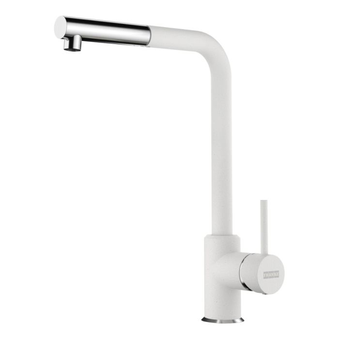 Keittiöhana Franke Sirius L polar valkoinen/kromi, jossa on ulosvedettävä käsisuihku