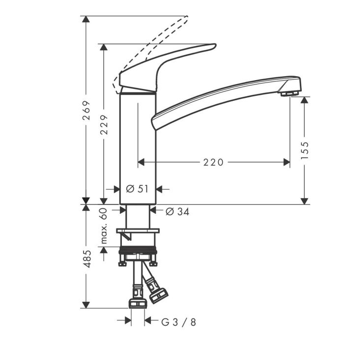 Keittiösekoitin Hansgrohe Focus M41 160 ruostumatonta terästä