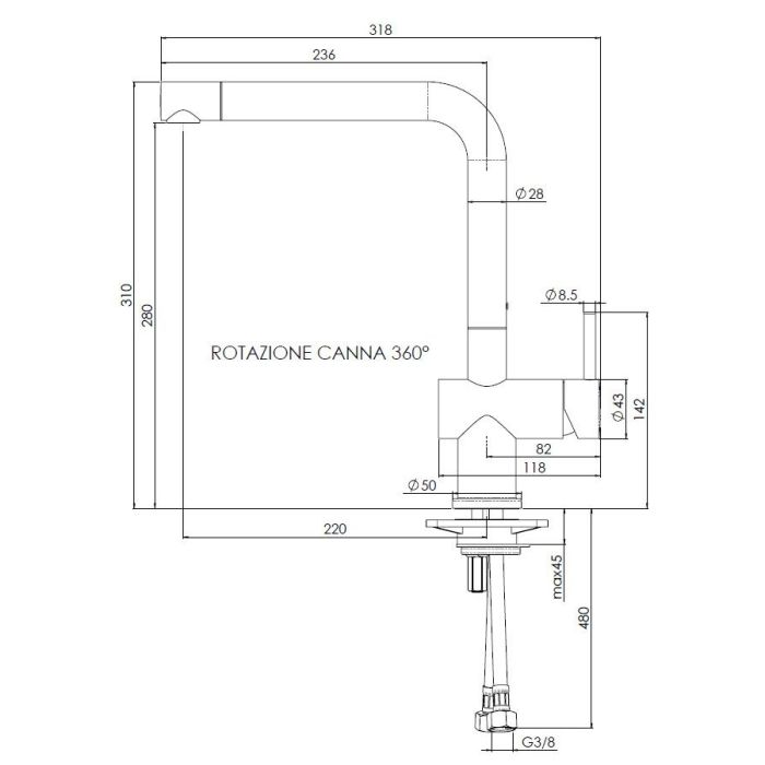 Keittiöhana Reginox Yadkin Valkoinen