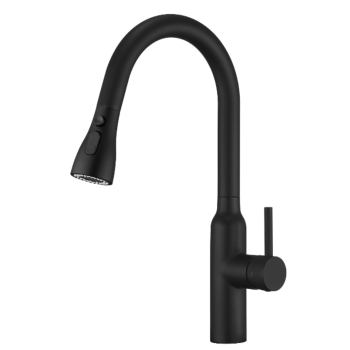Keittiöhana Wasser Modern Onyx, jossa on ulosvedettävä käsisuihku