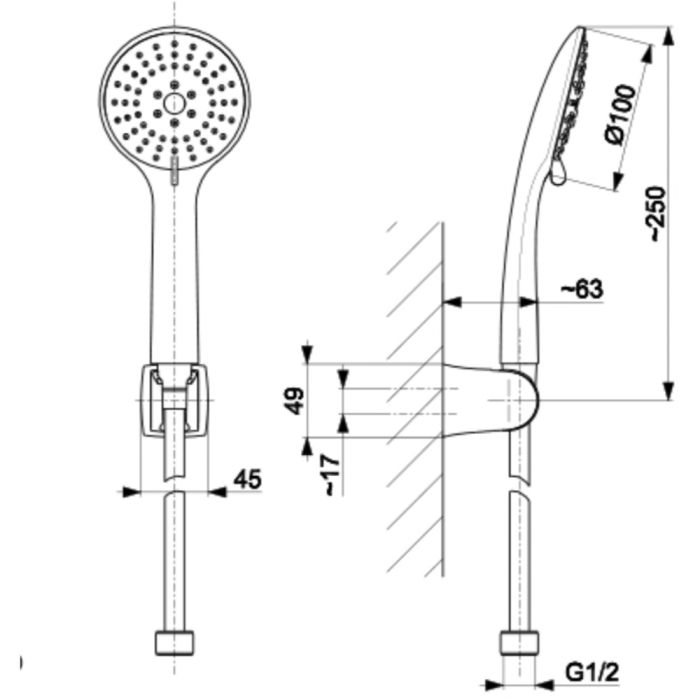 Käsisuihkusetti Armatura Moza musta