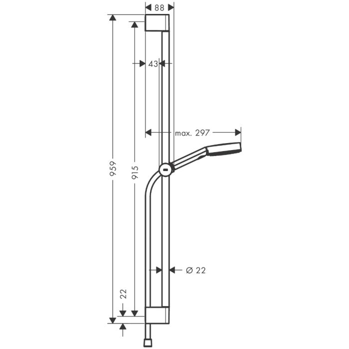 Käsisuihkusetti Hansgrohe Pulsify Select S 105 3jet Relaxation 90 cm mattamusta