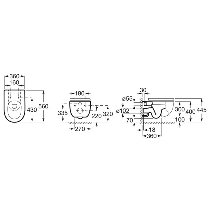 Seinä-WC Roca Meridian A34H24
