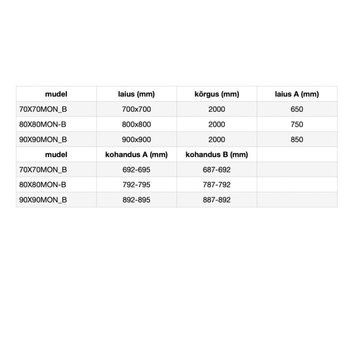 Suihkuovi Stikla Monika Musta