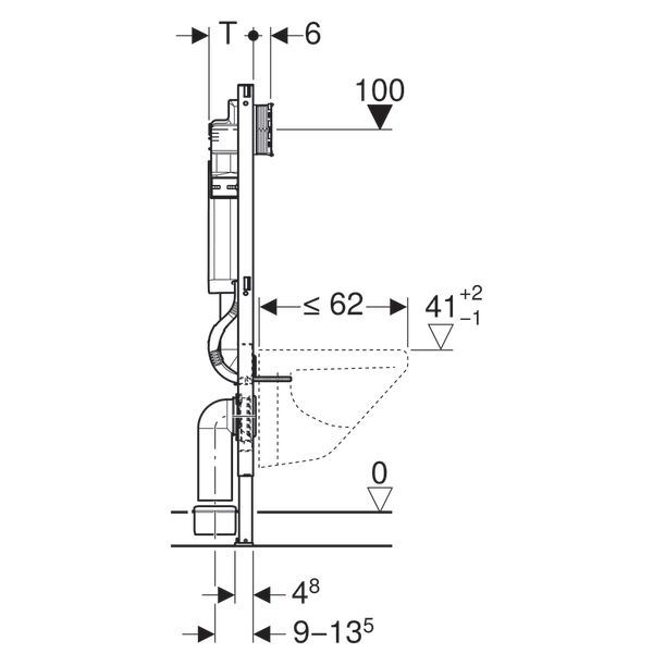 Seinänsisäinen WC-runko Geberit Duofix + Delta01 3-in-1