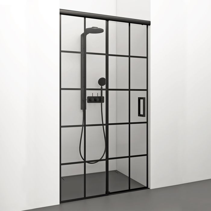 Suihkuovi Stikla Serena Musta Lux Deep-3