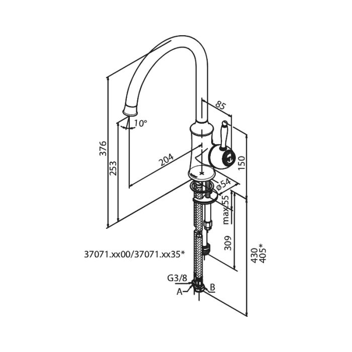 Keittiöhana Damixa Tradition kiillotettu messinki