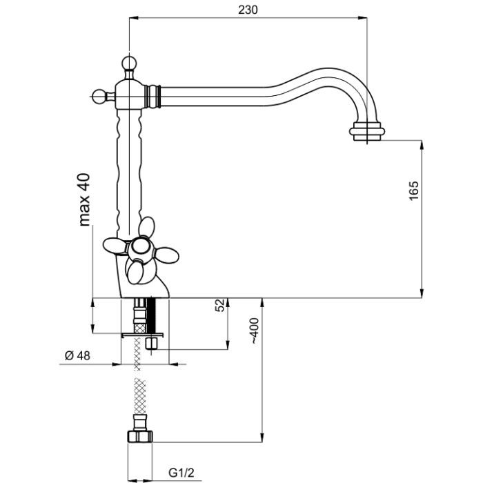 Keittiöhana Rubineta Venezia V-33 Cross (Br)